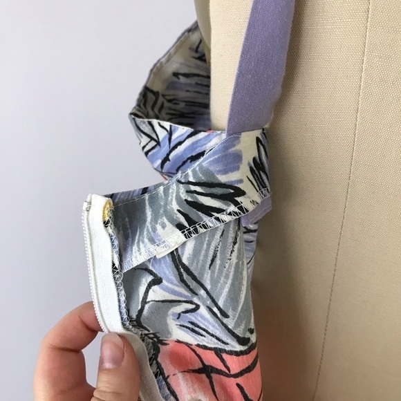 Vintage Fruit Print Dress Summer Pineapple Purple - Picture 5 of 5